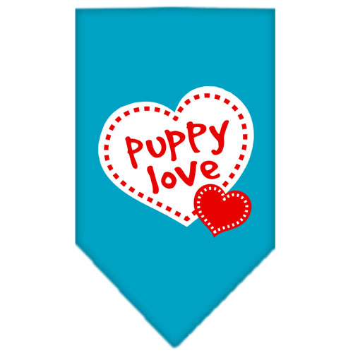 Puppy Love Screen Print Bandana Turquoise Large